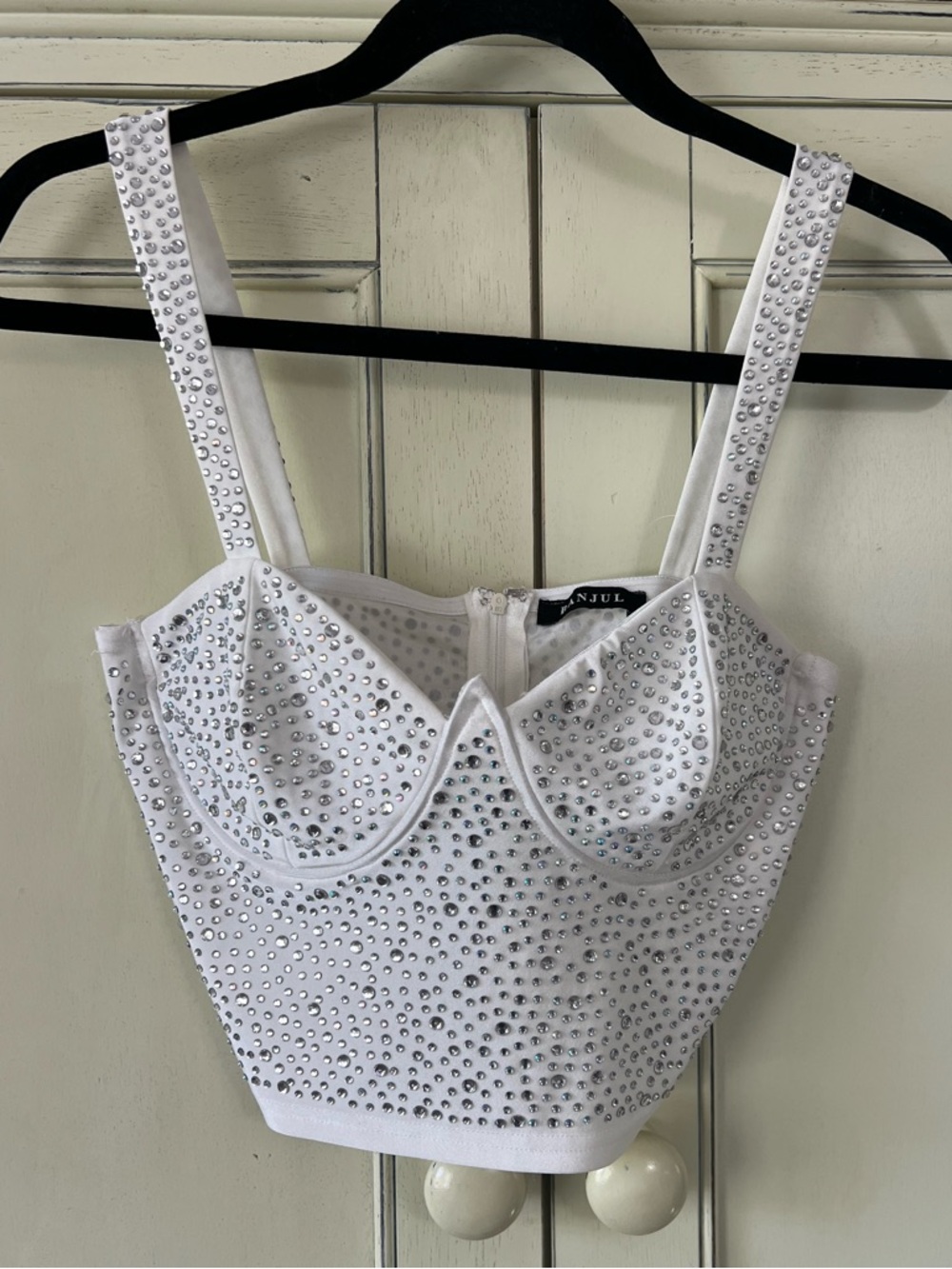 White rhinestone corset top